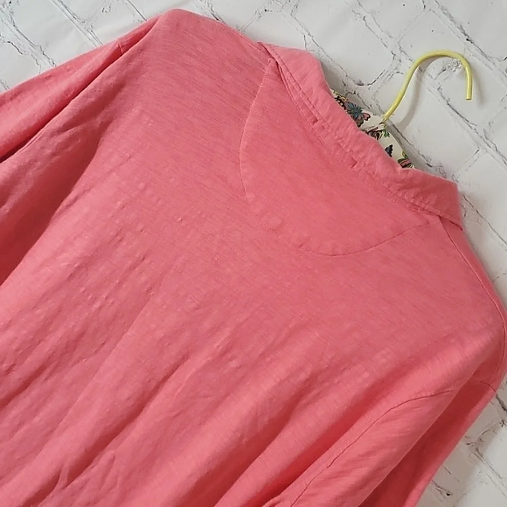 Simply Southern Coral Salmon Collared Two Button Polo Shirt Cotton Mens Size XL - Picture 9 of 11